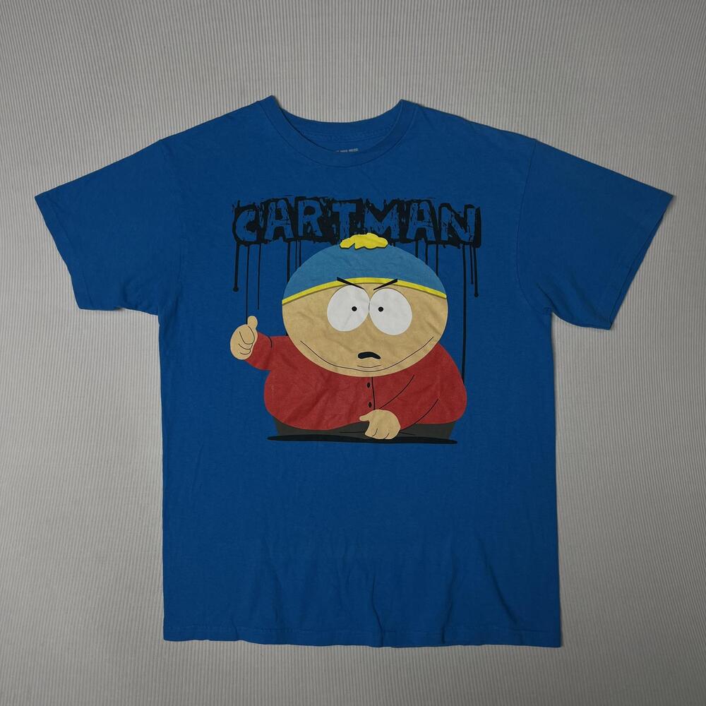 South Park Shirt Mens L Blue Eric Cartman Graphic Tee Animated Cartoon TV Show